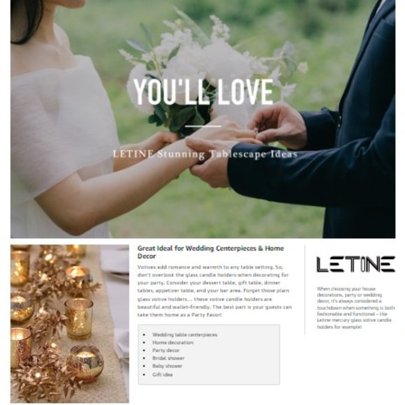 Set of 12 - Gold Mercury Glass Tealights / Votive Candle Holders - Centerpiece - Picture 8 of 10